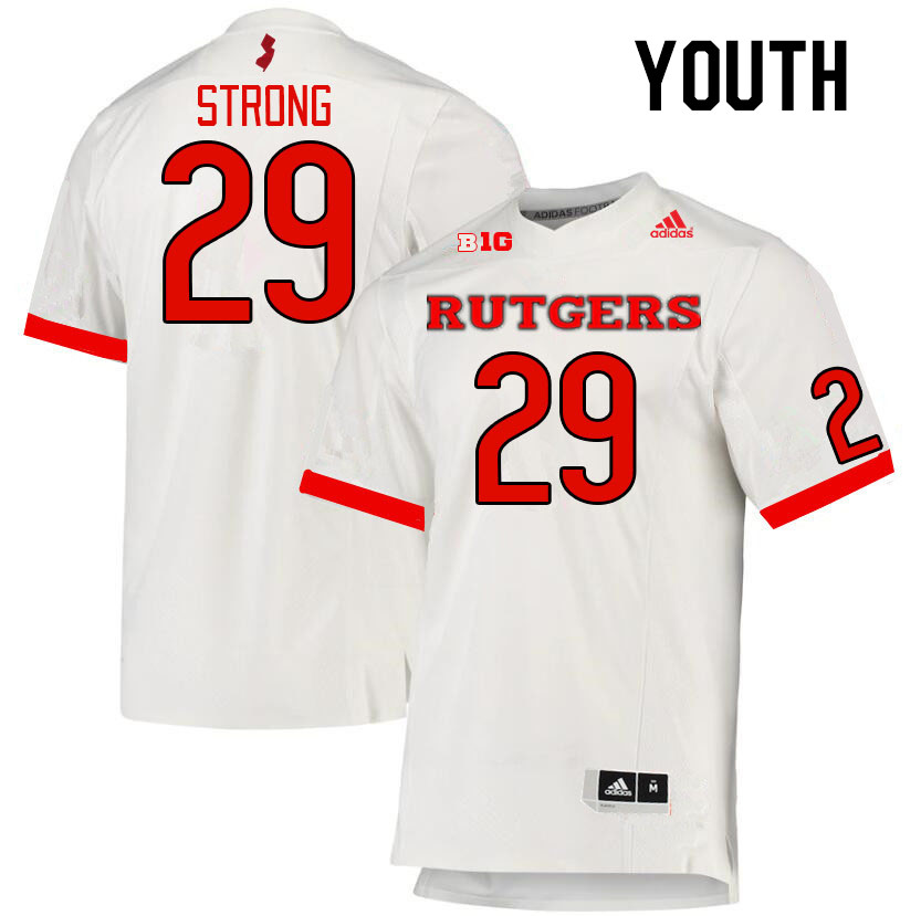 Youth #29 Ian Strong Rutgers Scarlet Knights College Football Jerseys Stitched Sale-White - Click Image to Close